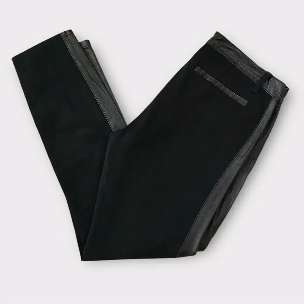 Tory Burch Black Denim & Leather Skinny Jeans Dressy or Casual Size 31